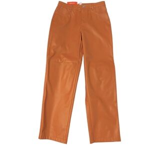 Joe Fresh Faux Leather Straight Leg Pant in Dark Camel